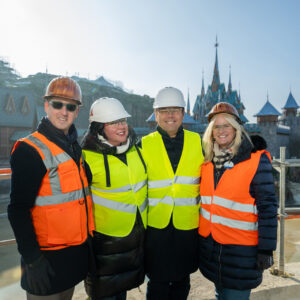 A special visit from Kristen Anderson-Lopez & Robert Lopez to the World of Frozen construction site