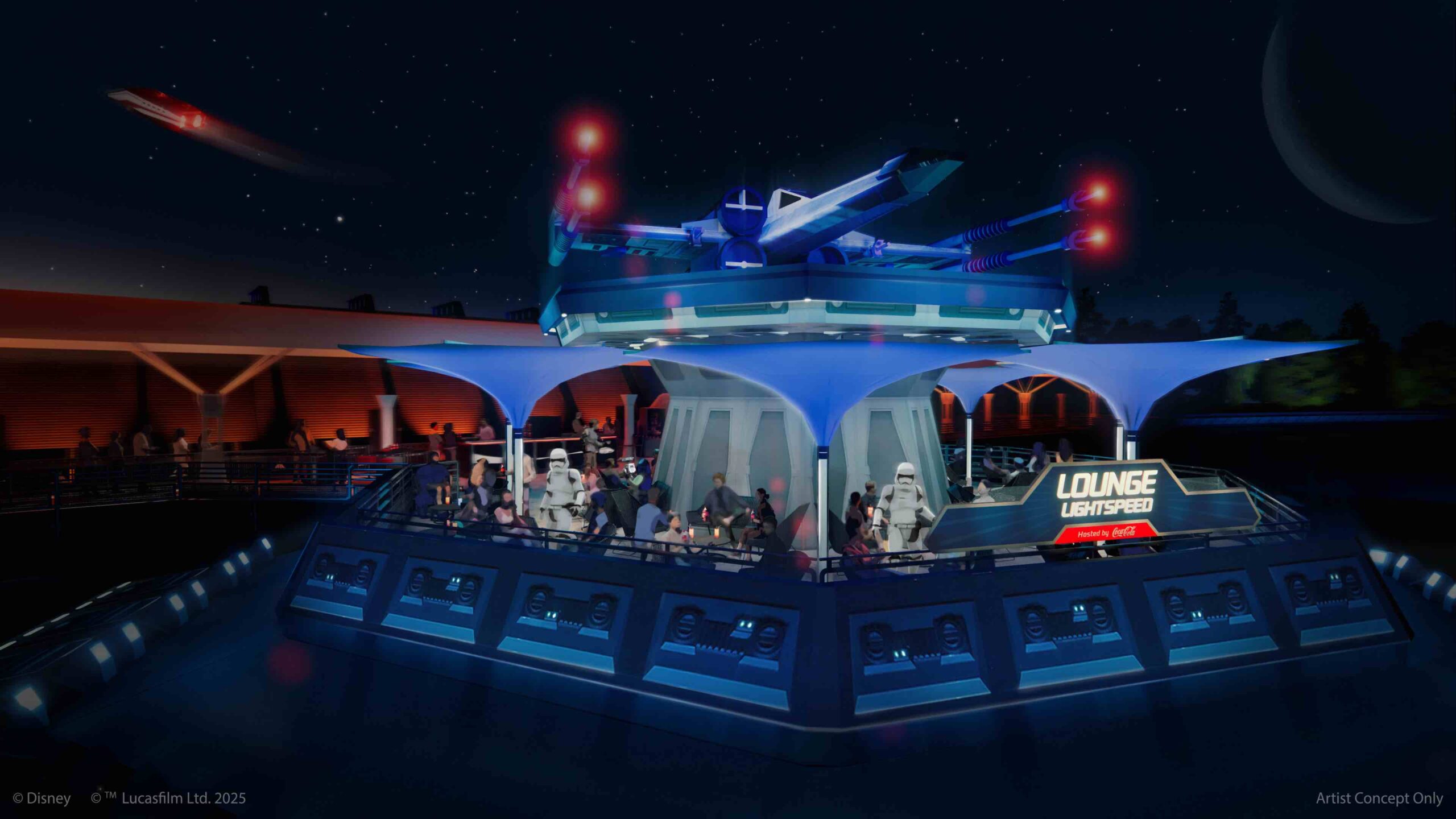 NEW INFORMATION ABOUT LOUNGE LIGHTSPEED, THE NEW SEASONAL TERRACE IN DISCOVERYLAND FOR STAR WARS™ FANS